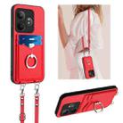 For Realme GT Neo6 / GT 6T 5G R20 Crossbody Rope Ring Card Holder Phone Case(Red) - 1