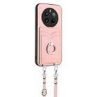 For Realme 12 Pro / 12 Pro+ R20 Crossbody Rope Ring Card Holder Phone Case(Pink) - 2