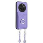 For Realme P1 Pro 5G R20 Crossbody Rope Ring Card Holder Phone Case(Purple) - 2