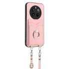 For Realme 12+ 5G India / P1 5G India R20 Crossbody Rope Ring Card Holder Phone Case(Pink) - 2