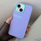 For iPhone 15 Plus HELLO Word PC Hybrid TPU Phone Case(Purple) - 1
