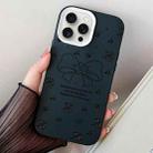 For iPhone 15 Pro Max Floral Bow PC Hybrid TPU Phone Case(Black) - 1