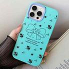 For iPhone 15 Pro Max Floral Bow PC Hybrid TPU Phone Case(Sky Cyan) - 1