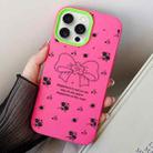 For iPhone 15 Pro Max Floral Bow PC Hybrid TPU Phone Case(Rose Red) - 1