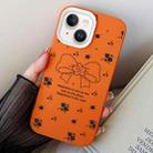 For iPhone 15 Plus Floral Bow PC Hybrid TPU Phone Case(Orange) - 1