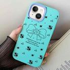 For iPhone 15 Plus Floral Bow PC Hybrid TPU Phone Case(Sky Cyan) - 1