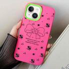 For iPhone 15 Plus Floral Bow PC Hybrid TPU Phone Case(Rose Red) - 1