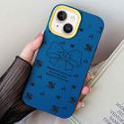 For iPhone 15 Floral Bow PC Hybrid TPU Phone Case(Royal Blue) - 1