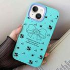 For iPhone 15 Floral Bow PC Hybrid TPU Phone Case(Sky Cyan) - 1