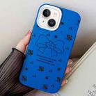 For iPhone 15 Floral Bow PC Hybrid TPU Phone Case(Blue) - 1