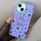 For iPhone 14 Plus Floral Bow PC Hybrid TPU Phone Case(Purple) - 1