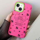 For iPhone 14 Plus Floral Bow PC Hybrid TPU Phone Case(Rose Red) - 1