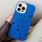 For iPhone 14 Pro Floral Bow PC Hybrid TPU Phone Case(Blue) - 1