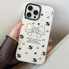 For iPhone 14 Pro Max Floral Bow PC Hybrid TPU Phone Case(White) - 1