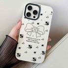 For iPhone 13 Pro Max Floral Bow PC Hybrid TPU Phone Case(White) - 1