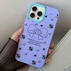 For iPhone 13 Pro Floral Bow PC Hybrid TPU Phone Case(Purple) - 1