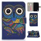 For Amazon Kindle Fire 7 (2019) / (2017) / (2016) / (2015) Colored Drawing Pattern Horizontal Flip PU Leather Case with Holder & Card Slot & Sleep / Wake-up Function(Owl) - 1