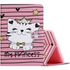 For Amazon Kindle Fire HD8 (2020) Colored Drawing Pattern Horizontal Flip PU Leather Case with Holder & Card Slot & Sleep / Wake-up Function(Crown Cat) - 1