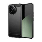 For Xiaomi 14 Civi Brushed Texture Carbon Fiber TPU Phone Case(Black) - 1