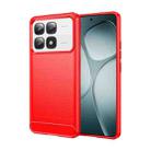 For Xiaomi 14T Pro Carbon Fiber Brushed Texture TPU Phone Case(Red) - 1