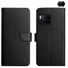 For T-Mobile REVVL 7 Pro 5G HT02 Genuine Leather Fingerprint-proof Flip Phone Case(Black) - 1