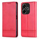 For Xiaomi Redmi 13 4G Global AZNS Magnetic Calf Texture Flip Leather Phone Case(Red) - 3