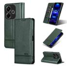 For Xiaomi Redmi 13 4G Global AZNS Magnetic Calf Texture Flip Leather Phone Case(Dark Green) - 1