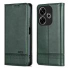 For Xiaomi Redmi 13 4G Global AZNS Magnetic Calf Texture Flip Leather Phone Case(Dark Green) - 3