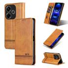 For Xiaomi Redmi 13 4G Global AZNS Magnetic Calf Texture Flip Leather Phone Case(Light Brown) - 1