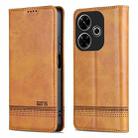 For Xiaomi Redmi 13 4G Global AZNS Magnetic Calf Texture Flip Leather Phone Case(Light Brown) - 3