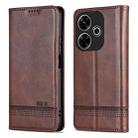For Xiaomi Redmi 13 4G Global AZNS Magnetic Calf Texture Flip Leather Phone Case(Dark Brown) - 3