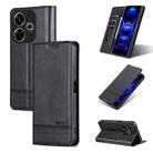 For Xiaomi Redmi Note 13R AZNS Magnetic Calf Texture Flip Leather Phone Case(Black) - 1