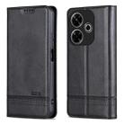 For Xiaomi Redmi Note 13R AZNS Magnetic Calf Texture Flip Leather Phone Case(Black) - 3