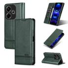 For Xiaomi Redmi Note 13R AZNS Magnetic Calf Texture Flip Leather Phone Case(Dark Green) - 1