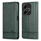 For Xiaomi Redmi Note 13R AZNS Magnetic Calf Texture Flip Leather Phone Case(Dark Green) - 3