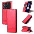 For Redmi K70 Ultra AZNS Magnetic Calf Texture Flip Leather Phone Case(Red) - 1