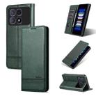 For Redmi K70 Ultra AZNS Magnetic Calf Texture Flip Leather Phone Case(Dark Green) - 1