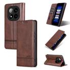 For Redmi Note 14 Pro+ 5G AZNS Magnetic Calf Texture Flip Leather Phone Case(Dark Brown) - 1