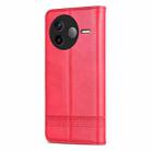 For Redmi K80 AZNS Magnetic Calf Texture Flip Leather Phone Case(Red) - 3