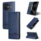 For Redmi K80 AZNS Magnetic Calf Texture Flip Leather Phone Case(Dark Blue) - 1