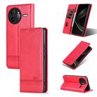 For Redmi K80 Pro AZNS Magnetic Calf Texture Flip Leather Phone Case(Red) - 1