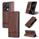 For Redmi Note 14S 4G AZNS Magnetic Calf Texture Flip Leather Phone Case(Dark Brown) - 1