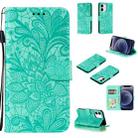 For iPhone 12 mini Lace Flower Horizontal Flip Leather Case with Holder & Card Slots & Wallet & Photo Frame(Green) - 1