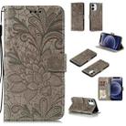 For iPhone 12 mini Lace Flower Horizontal Flip Leather Case with Holder & Card Slots & Wallet & Photo Frame(Grey) - 1