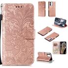 For iPhone 12 mini Lace Flower Horizontal Flip Leather Case with Holder & Card Slots & Wallet & Photo Frame(Rose Gold) - 1