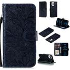 For iPhone 12 Pro Max Lace Flower Horizontal Flip Leather Case with Holder & Card Slots & Wallet & Photo Frame(Dark Blue) - 1