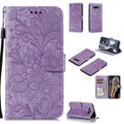 For LG Q Stylo 6 Lace Flower Horizontal Flip Leather Case with Holder & Card Slots & Wallet & Photo Frame(Purple) - 1