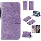 For Nokia C1 Lace Flower Horizontal Flip Leather Case with Holder & Card Slots & Wallet & Photo Frame(Purple) - 1