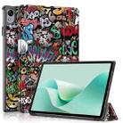 For Huawei MatePad 11.5S Custer Texture Coloured Drawing 3-Fold Holder Smart Leather Tablet Case(Graffiti) - 1