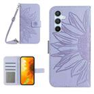 For Samsung Galaxy S24 FE Skin Feel Sun Flower Embossed Flip Leather Phone Case with Lanyard(Purple) - 1